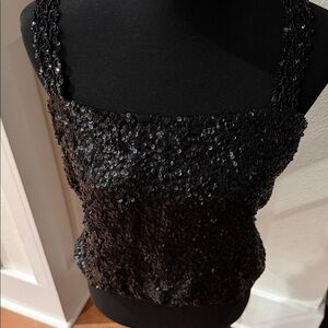 VINTAGE Kilgour, French & Stanbury Black Fully Sequined Evening Wear Ladies Tank